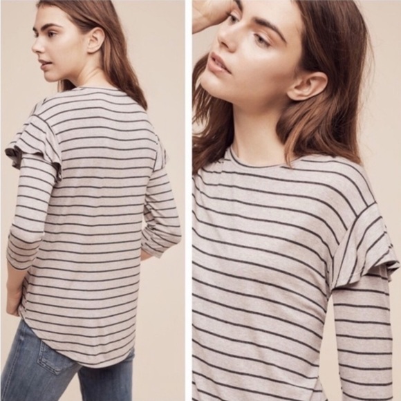 Anthropologie Tops - 3/$25 Anthropologie | Dolan Striped Flutter Top